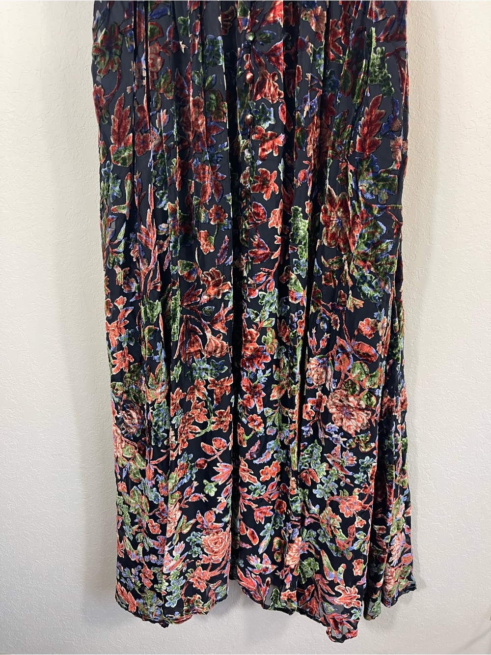 By Anthropologie Katerina Button-Front Burnout Velvet Floral Midi Dress US 16 - Picture 8 of 11